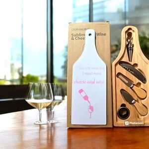 Custom Wine and Cheese Charcutrie Board with Utensils